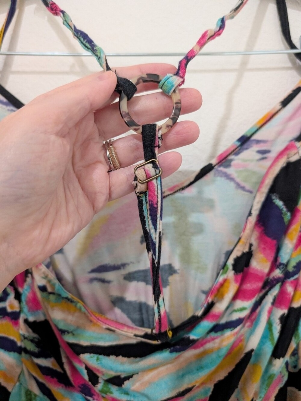 By Anthropologie Multicolor Black Pink Floral Twist-Front Cover-Up Dress Medium - Picture 14 of 14